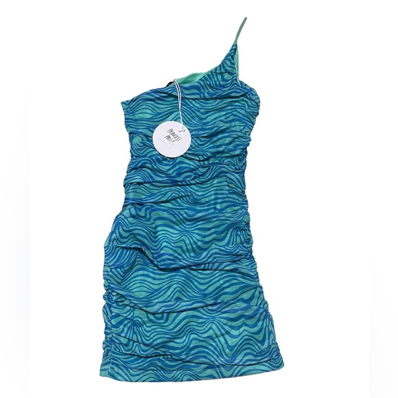 PRINCESS POLLY BLUE ONE SHOULDER MINI MESH DRESS! - Picture 2 of 3